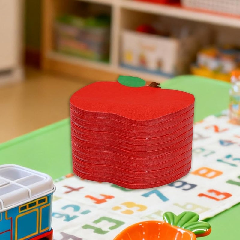 100 قطعة منديل مدرسة ناعم بتصميم تفاح لتزيين طاولة حفلات العطلات وأعياد الميلاد - Image 3